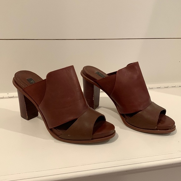 White House Black Market Brown Open Toe Heels - Picture 1 of 9